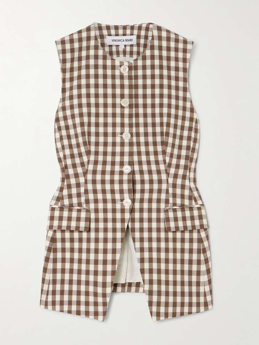 Veronica Beard Lois Gingham Cotton-blend Seersucker Vest