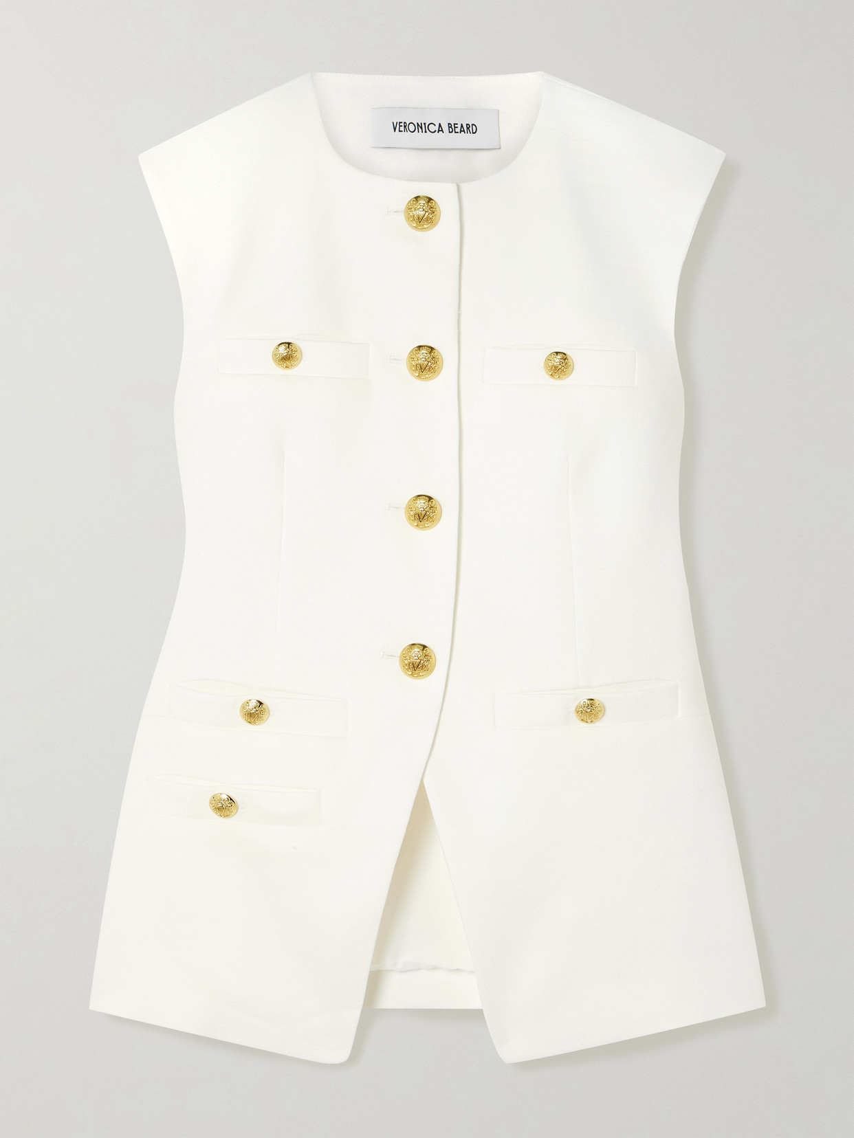 Veronica Beard Tamara Linen-blend Twill Vest In Off-white
