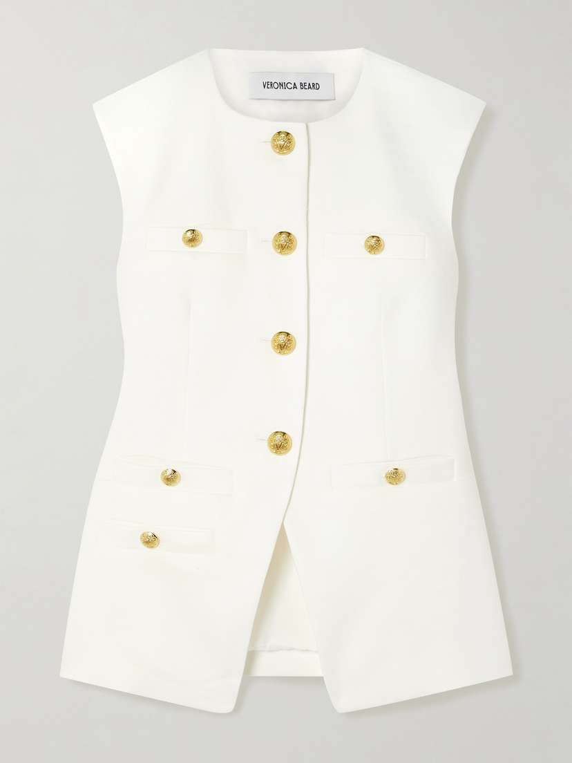 Veronica Beard Tamara Linen-blend Twill Vest