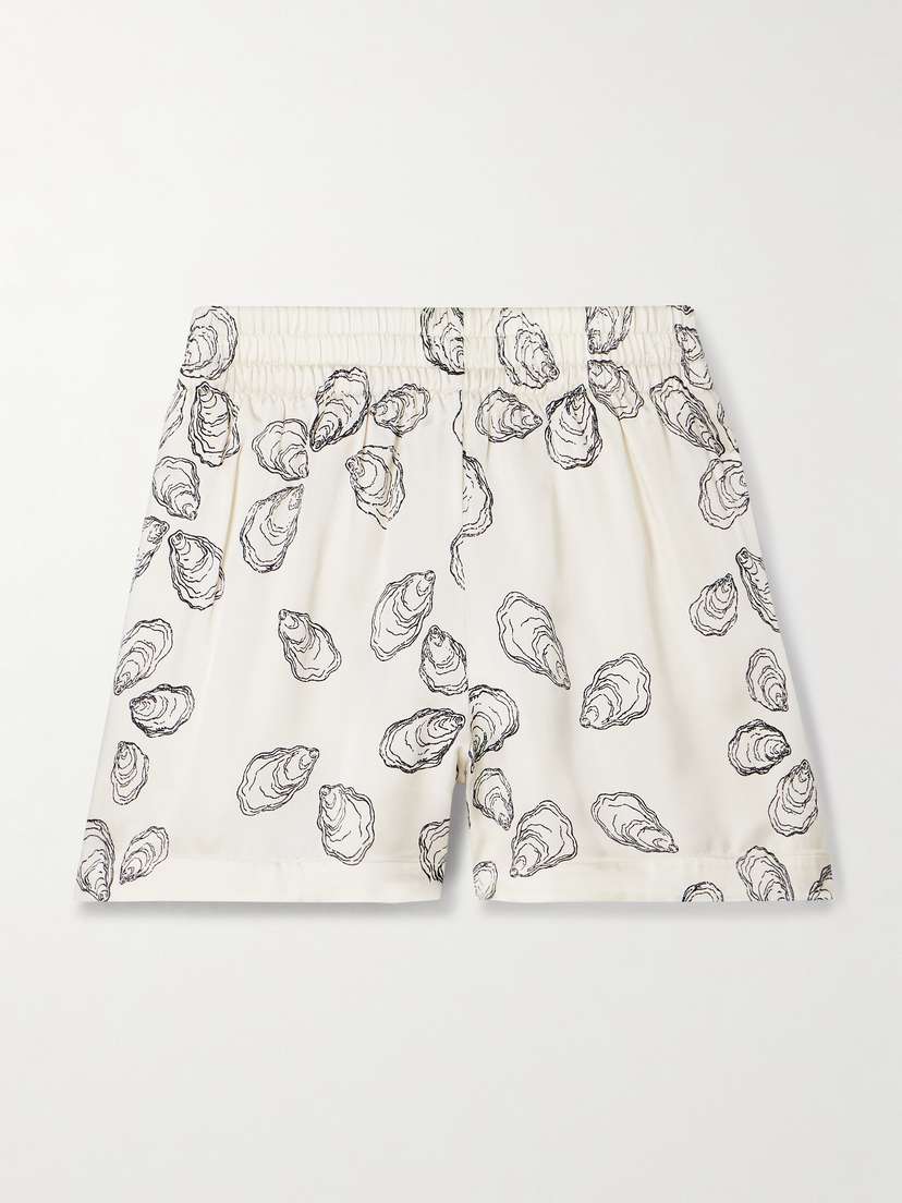 Anine Bing Kam Printed Silk-blend Charmeuse Shorts