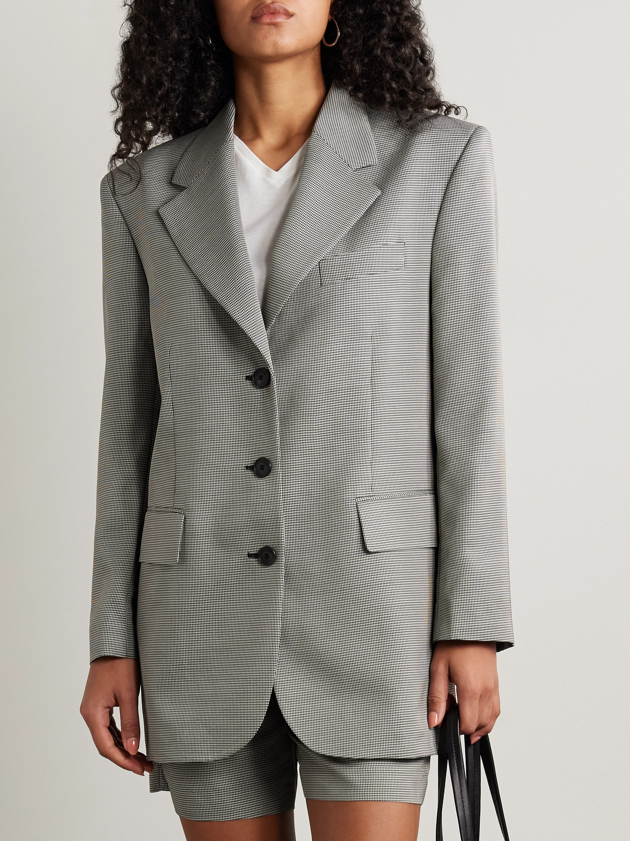 ANINE BING SARA HOUNDSTOOTH WOOL-BLEND BLAZER