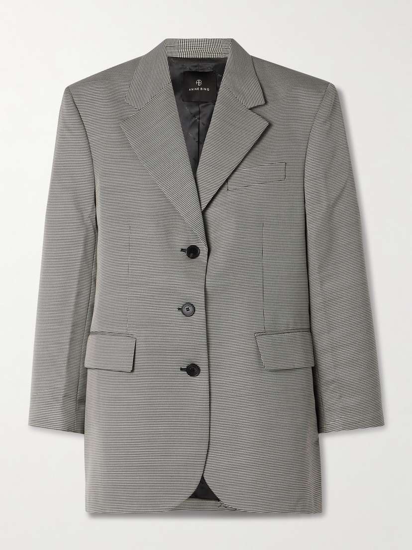 Anine Bing Sara Houndstooth Wool-blend Blazer