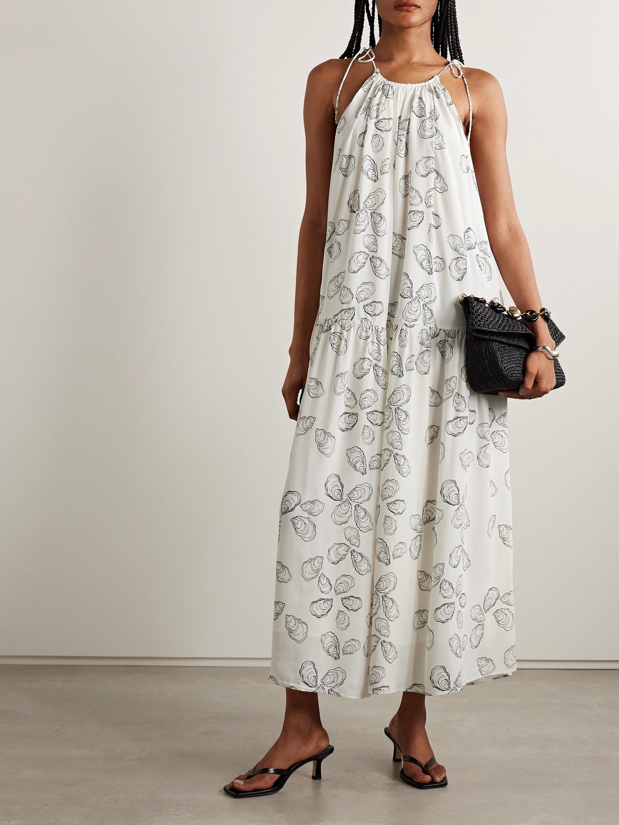 Anine Bing Santana Printed Voile Midi Dress In Multi