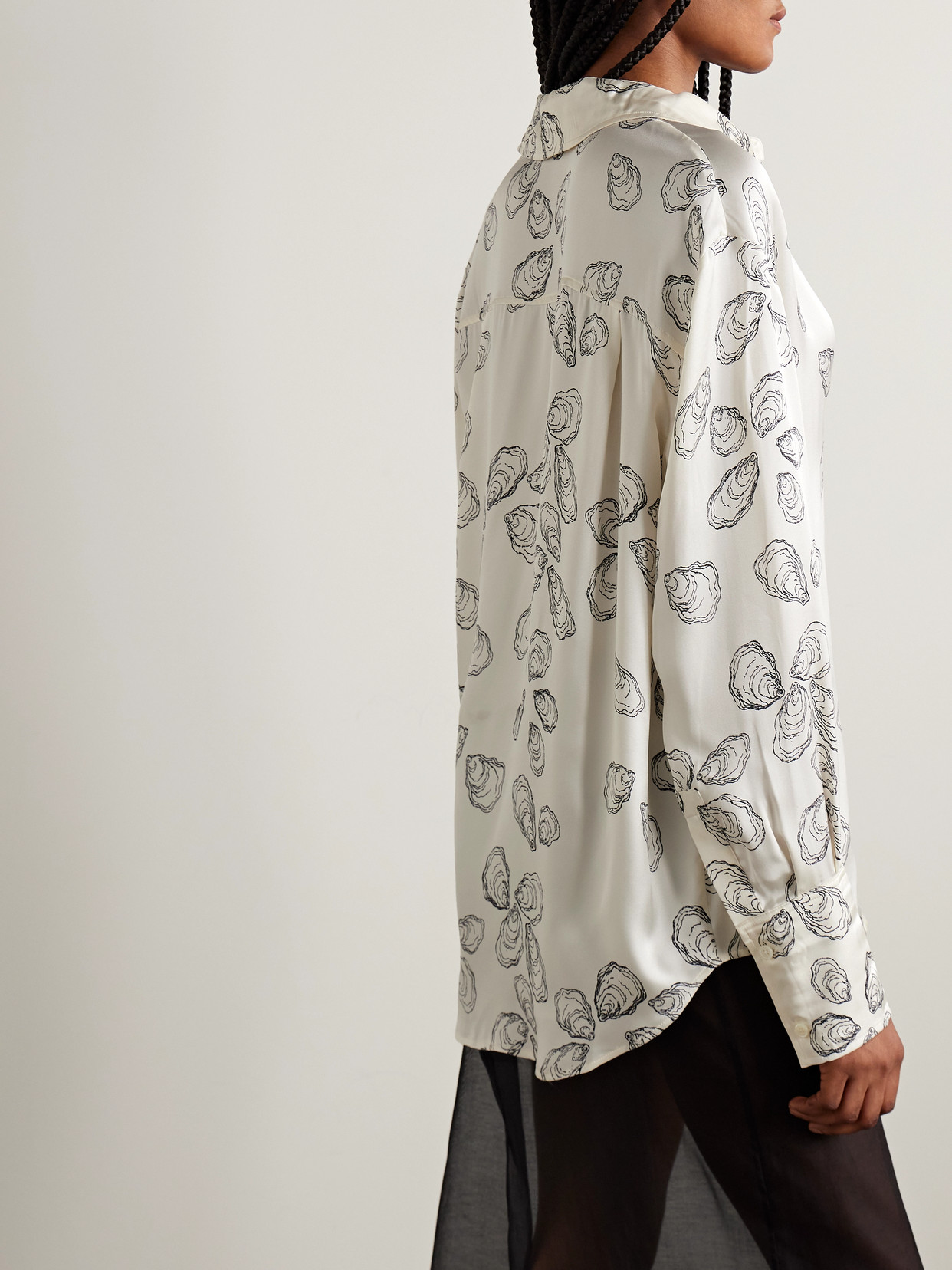 ANINE BING AVALON PRINTED SILK-BLEND SHIRT