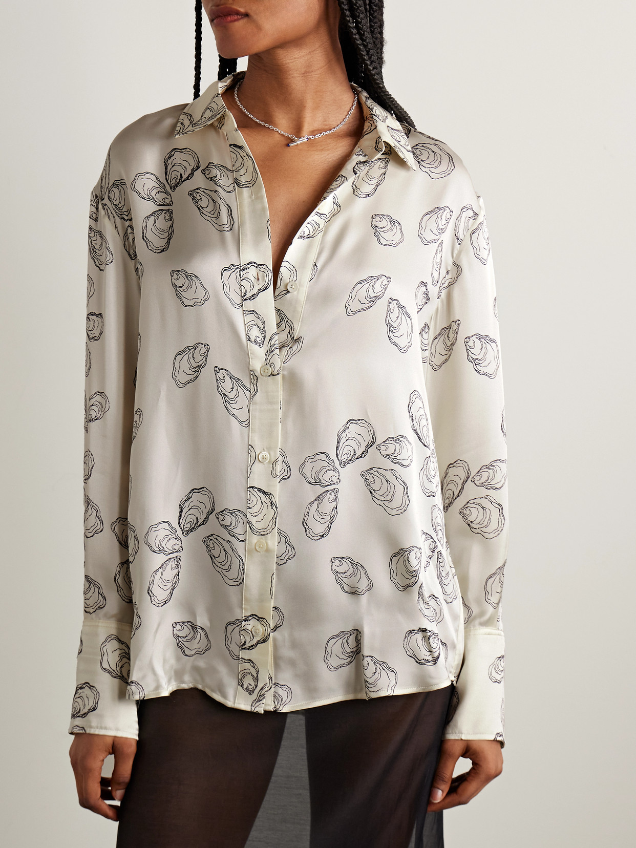 ANINE BING AVALON PRINTED SILK-BLEND SHIRT
