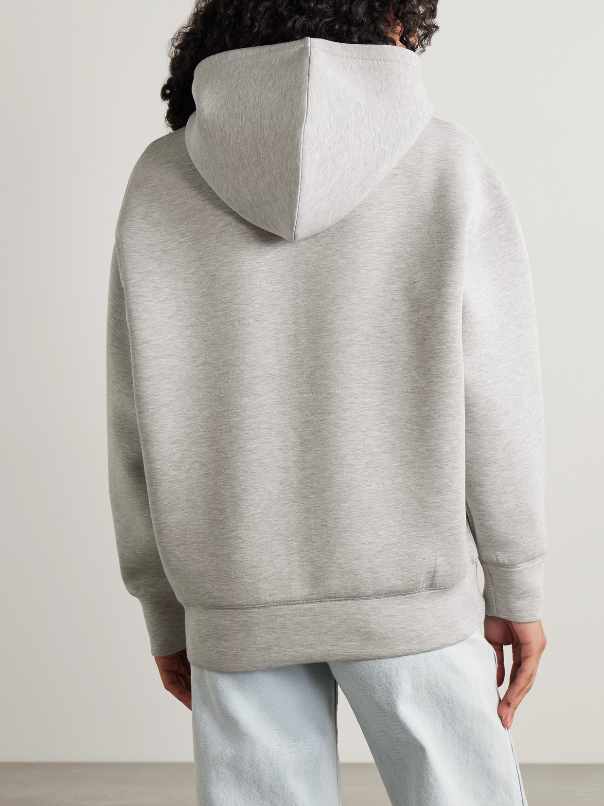 ANINE BING EMBOSSED STRETCH-JERSEY HOODIE