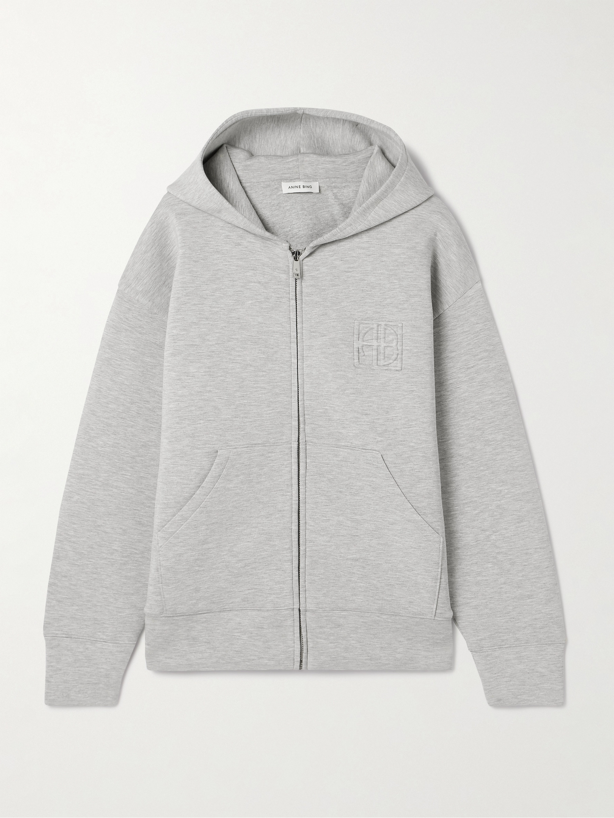 ANINE BING Embossed stretch-jersey hoodie thumbnail