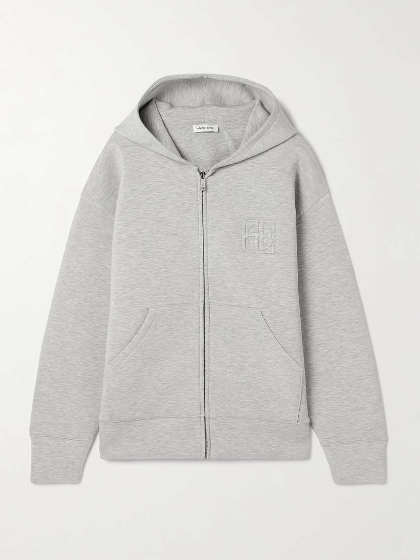 Anine Bing Embossed Stretch-jersey Hoodie