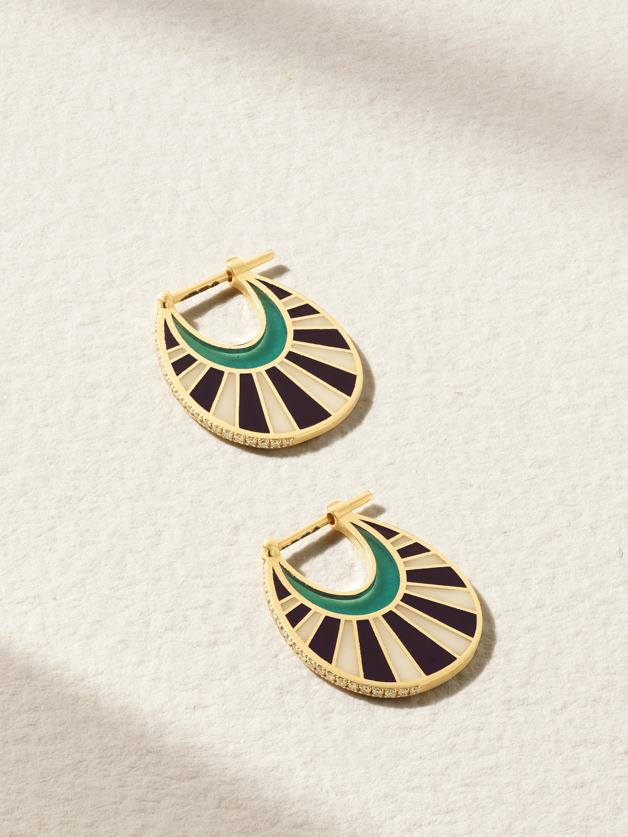 L'atelier Nawbar Sun Ray Size 3 18-karat Gold Multi-stone Earrings