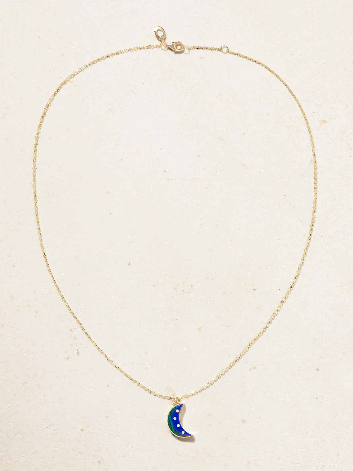 L'atelier Nawbar Layer Moon 18-karat Gold Multi-stone Necklace In Blue