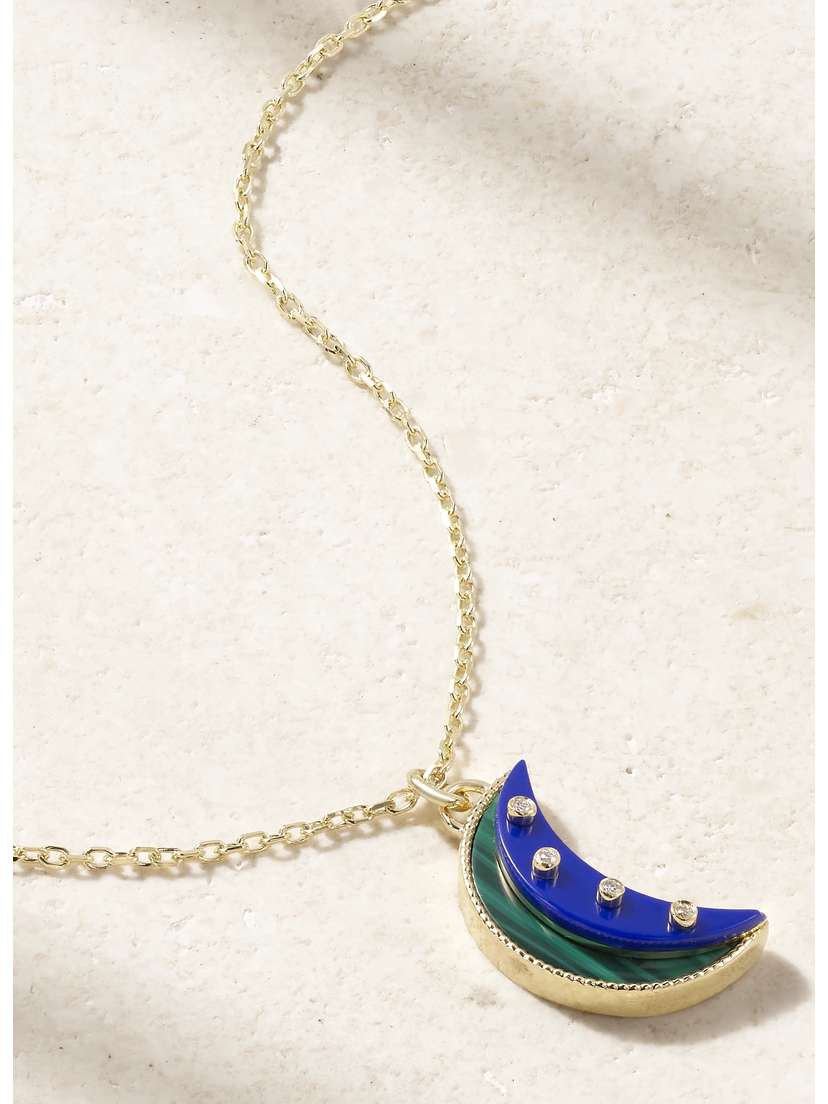 L’Atelier Nawbar Layer Moon 18-karat Gold Multi-stone Necklace