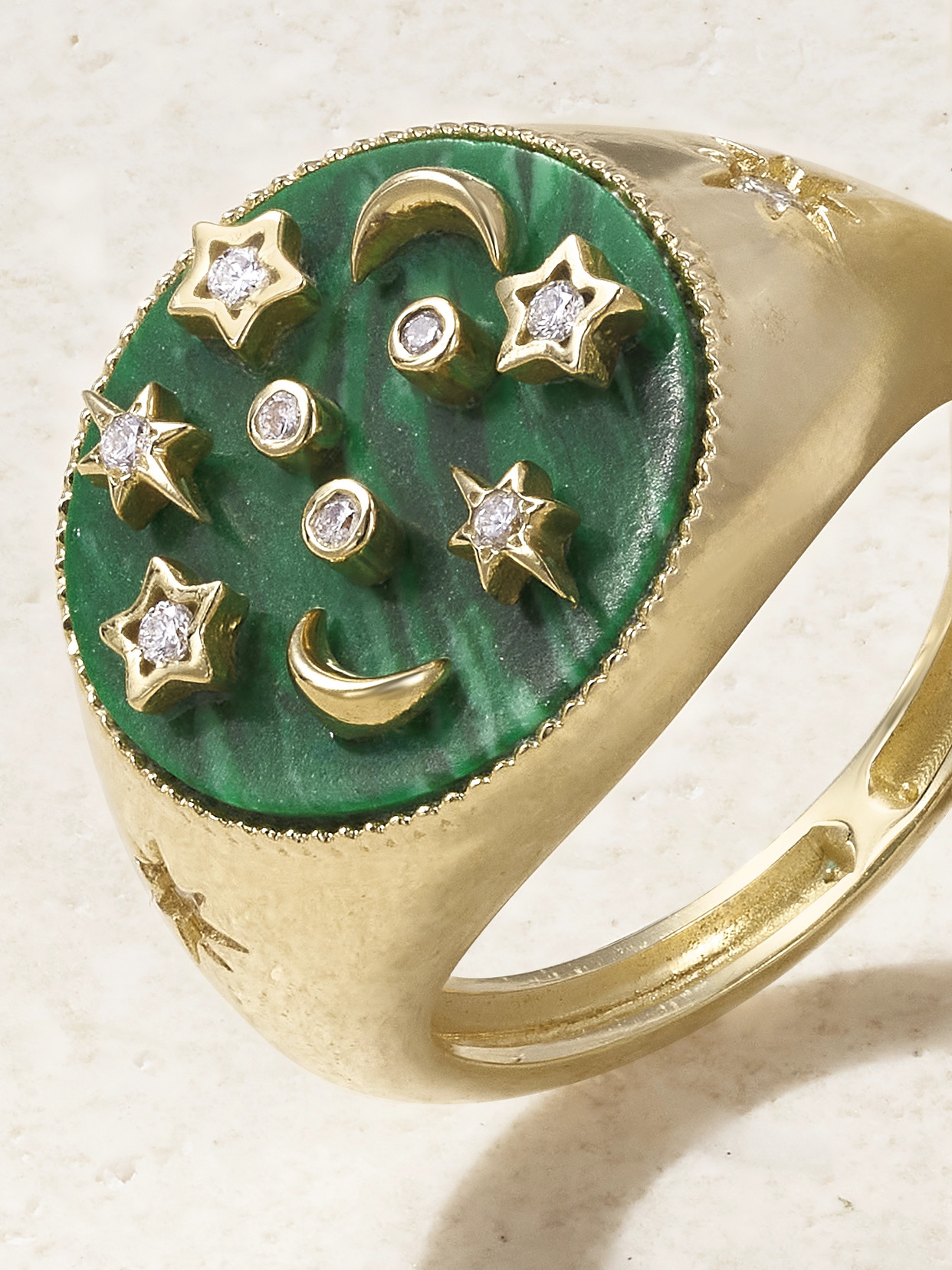 L'atelier Nawbar 18-karat Gold, Turquoise And Diamond Ring In Green