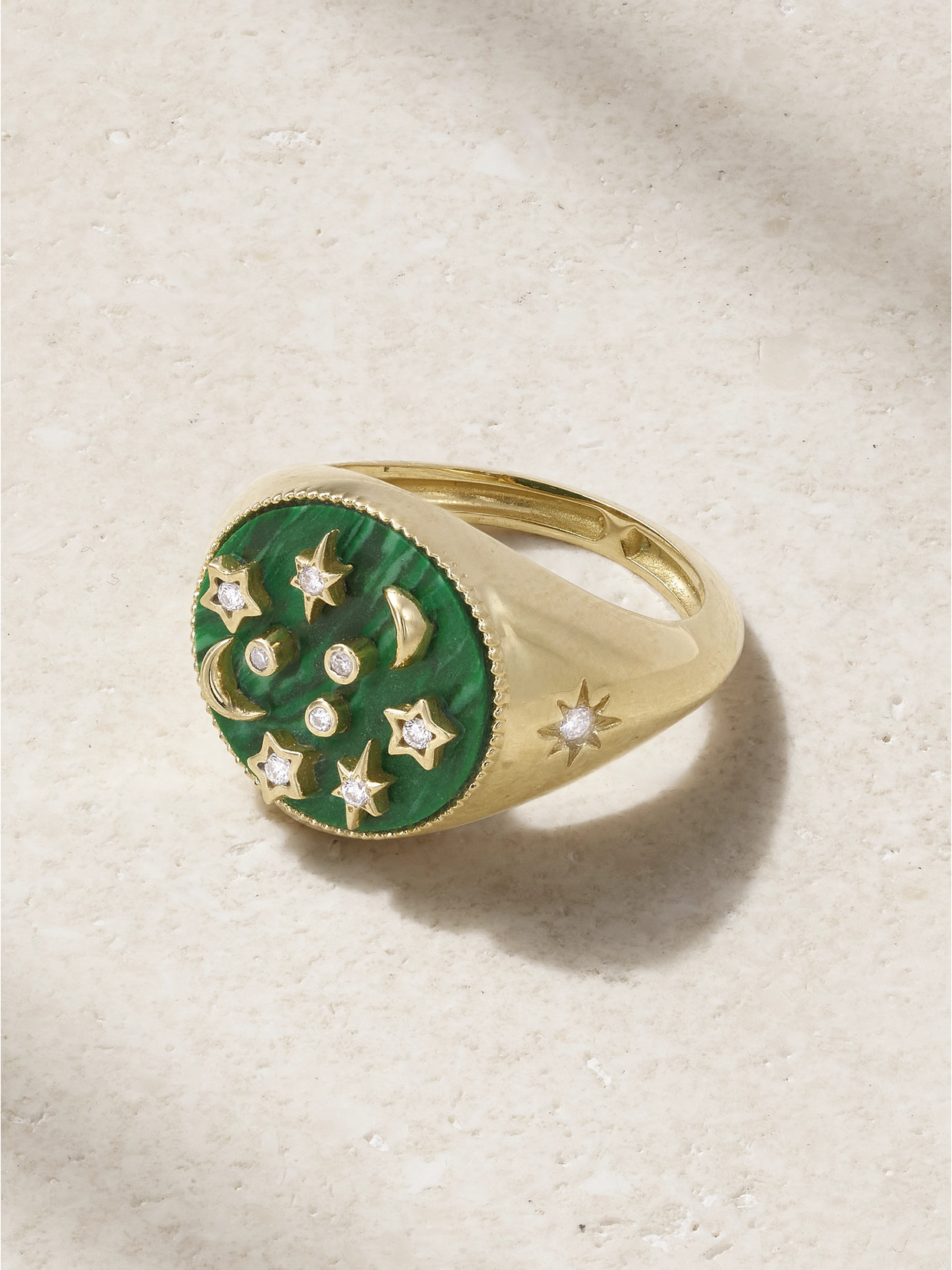 L'atelier Nawbar 18-karat Gold, Turquoise And Diamond Ring In Green