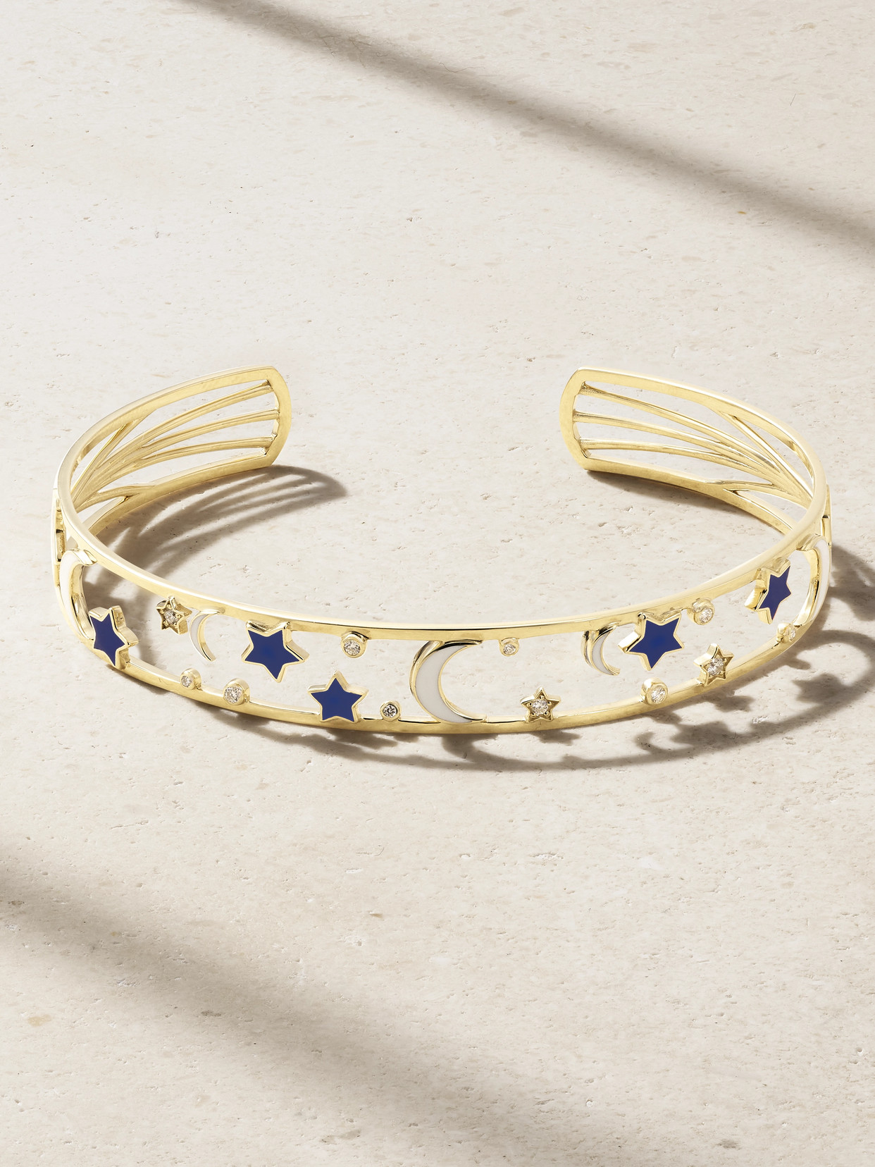 L'Atelier Nawbar - Starry 18-karat Gold, Diamond And Enamel Bangle - 16