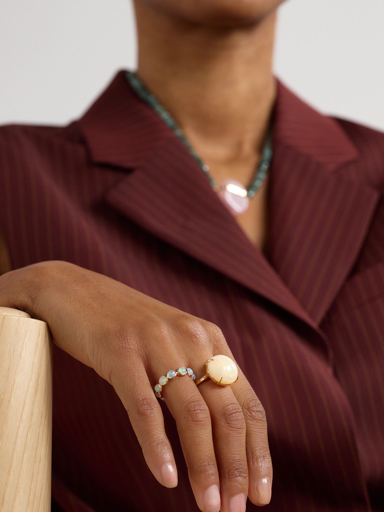Jia Jia Jumbo Gold Opal Ring In White
