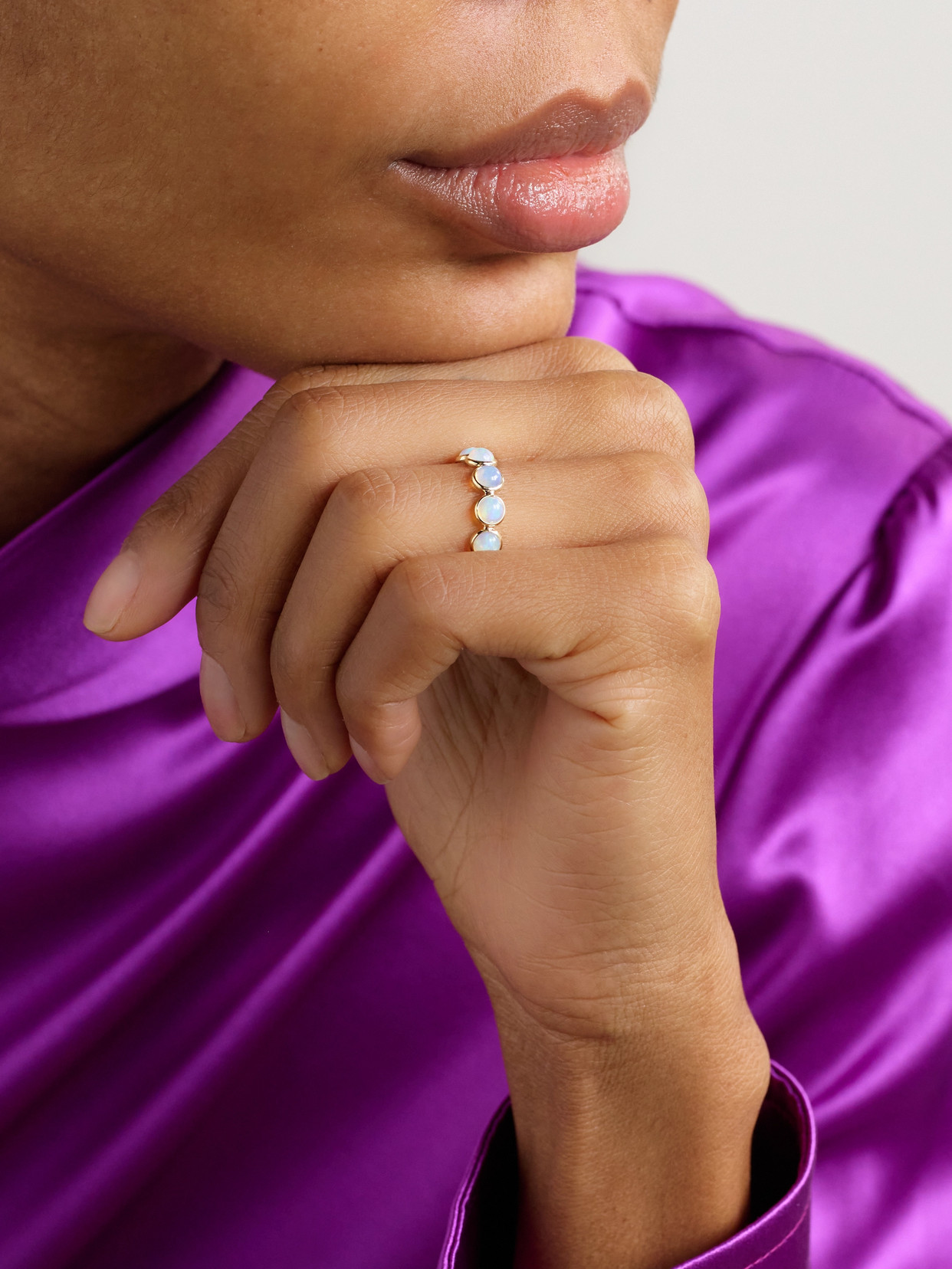 Jia Jia Gold Opal Ring In White
