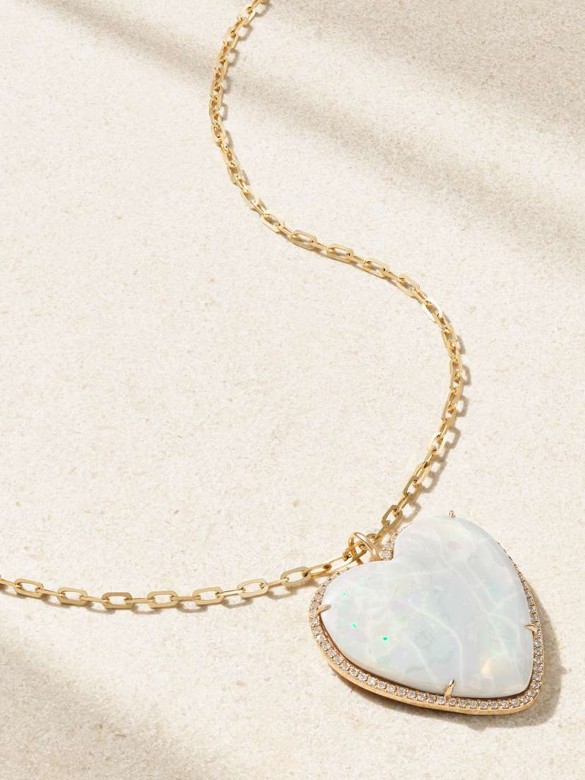 JIA JIA Jumbo 14-karat Gold, Opal And Diamond Necklace