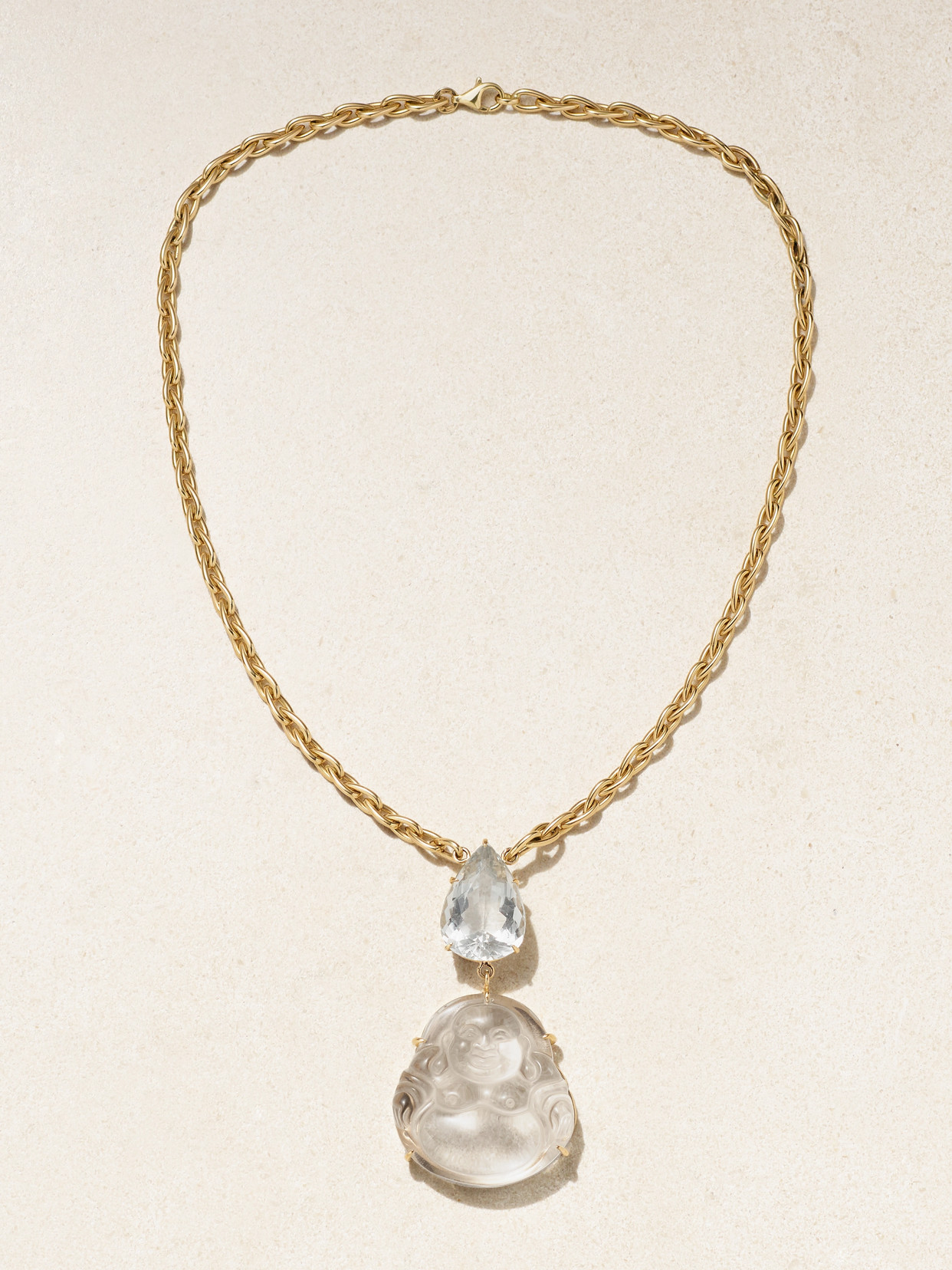 Jia Jia Happy Buddha Jumbo 14-karat Gold Quartz Necklace In Gold