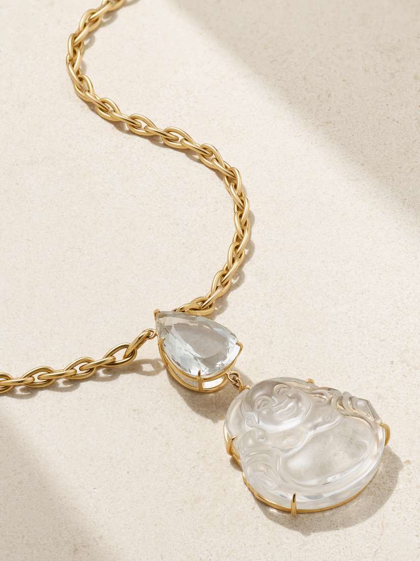 JIA JIA Happy Buddha Jumbo 14-karat Gold Quartz Necklace