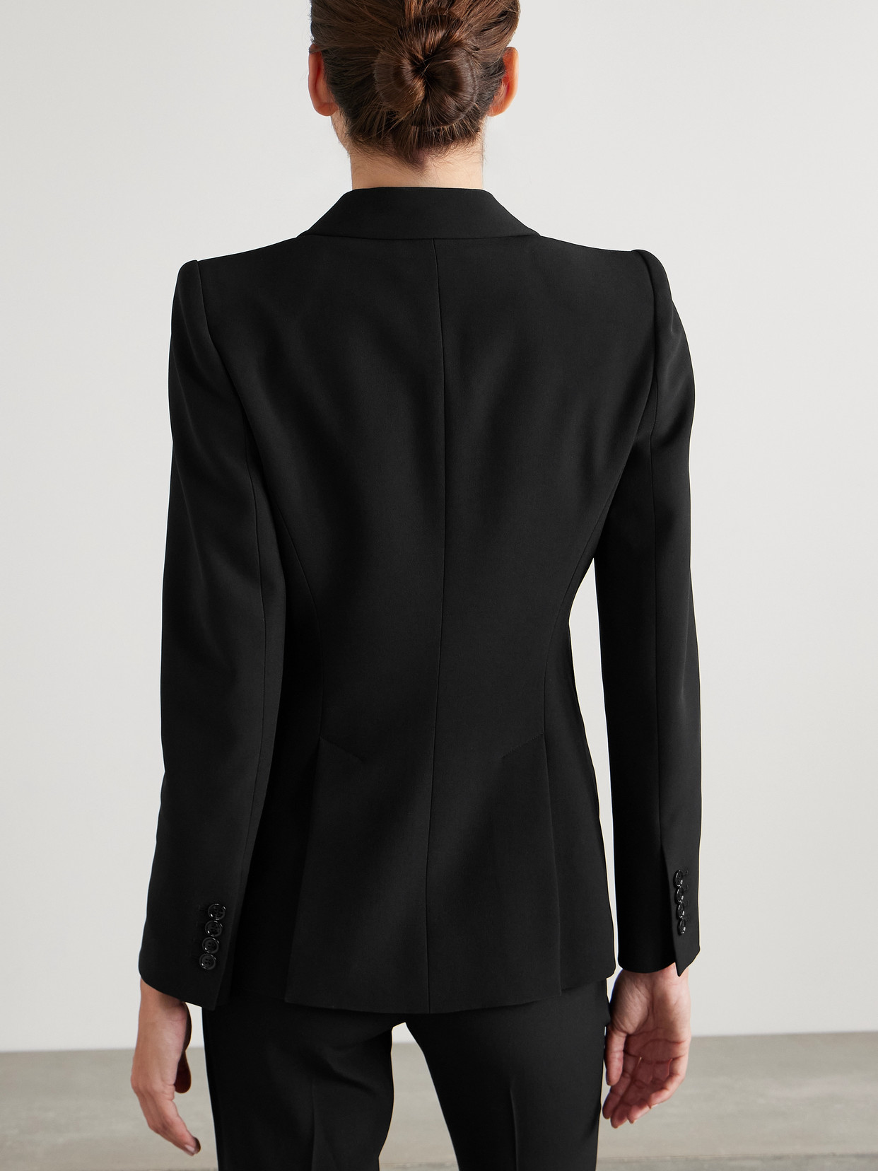 Alexander Mcqueen Embellished Crepe Blazer In Black