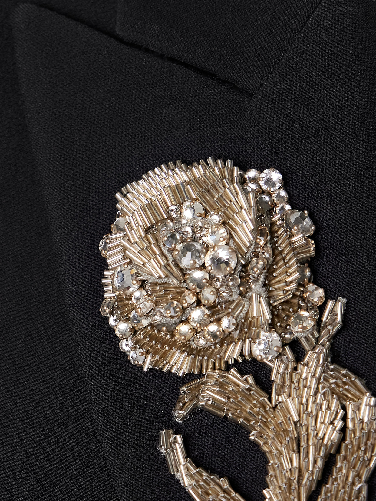 Alexander Mcqueen Embellished Crepe Blazer In Black