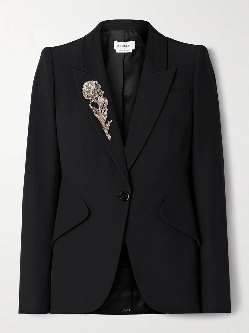 McQueen Embellished Crepe Blazer