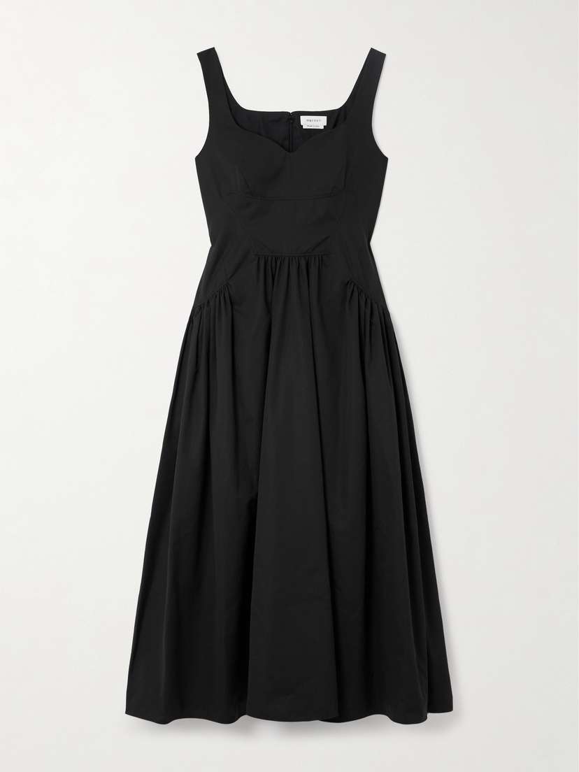 McQueen Pleated Cotton-poplin Midi Dress