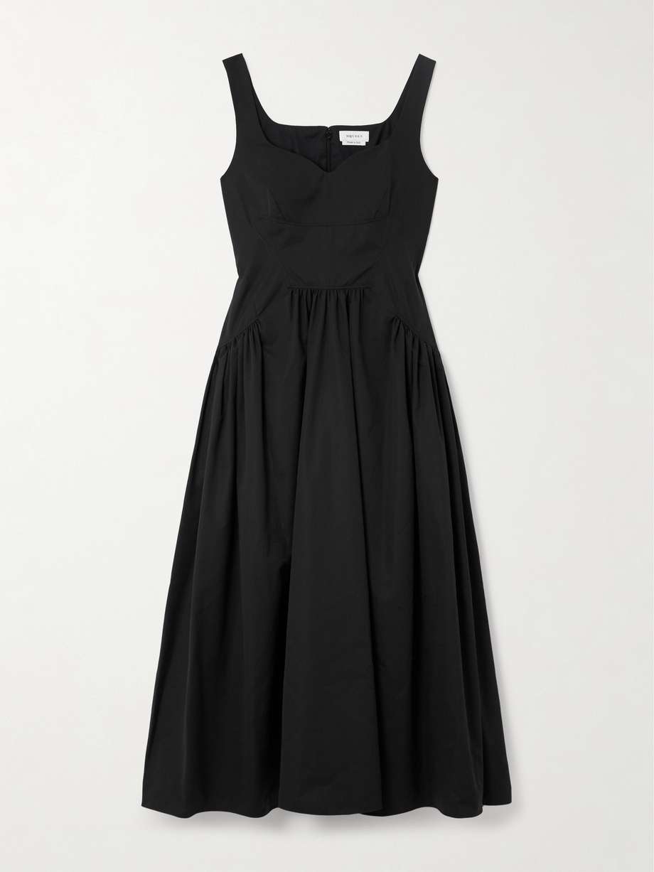 pleated cotton-poplin midi dress