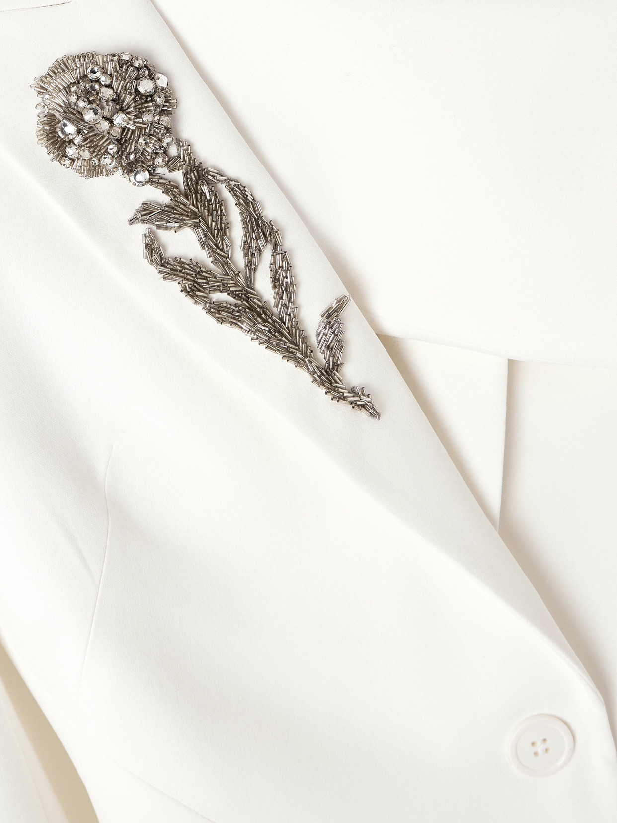Alexander Mcqueen Embellished Crepe Blazer In Ivory