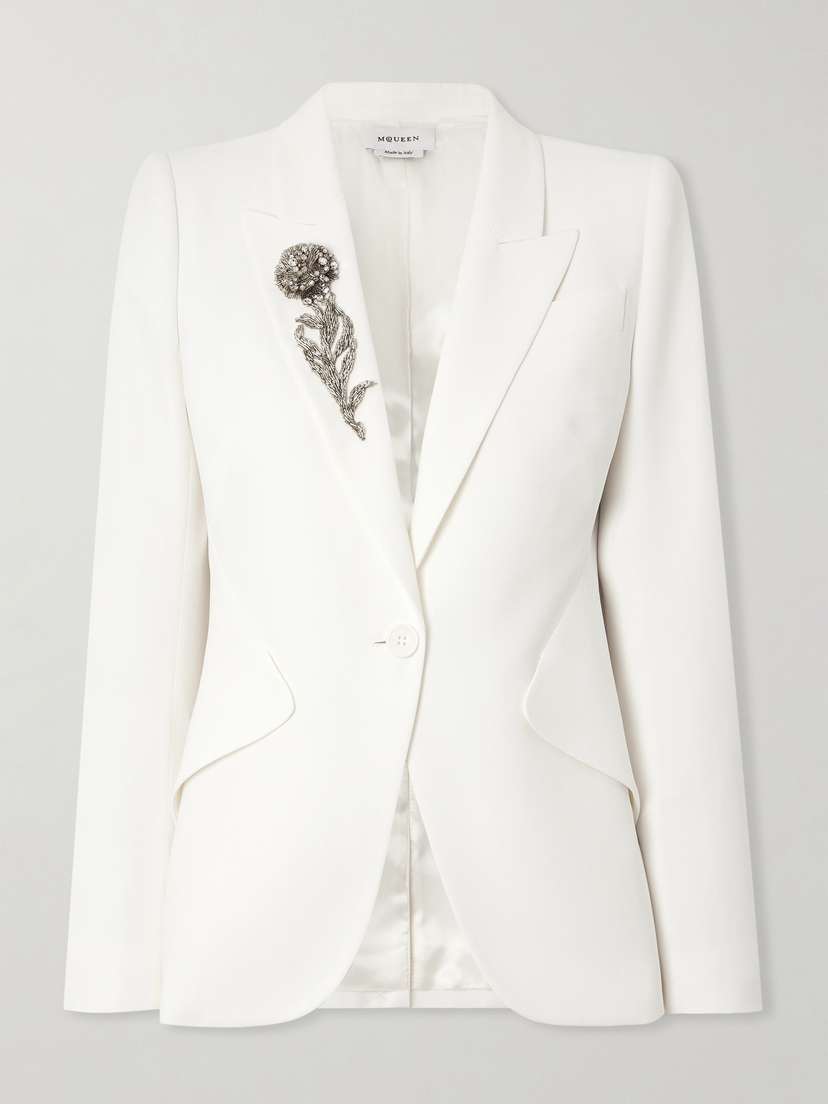 McQueen Embellished Crepe Blazer