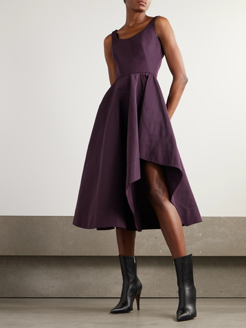 McQueen Asymmetric faille midi dress