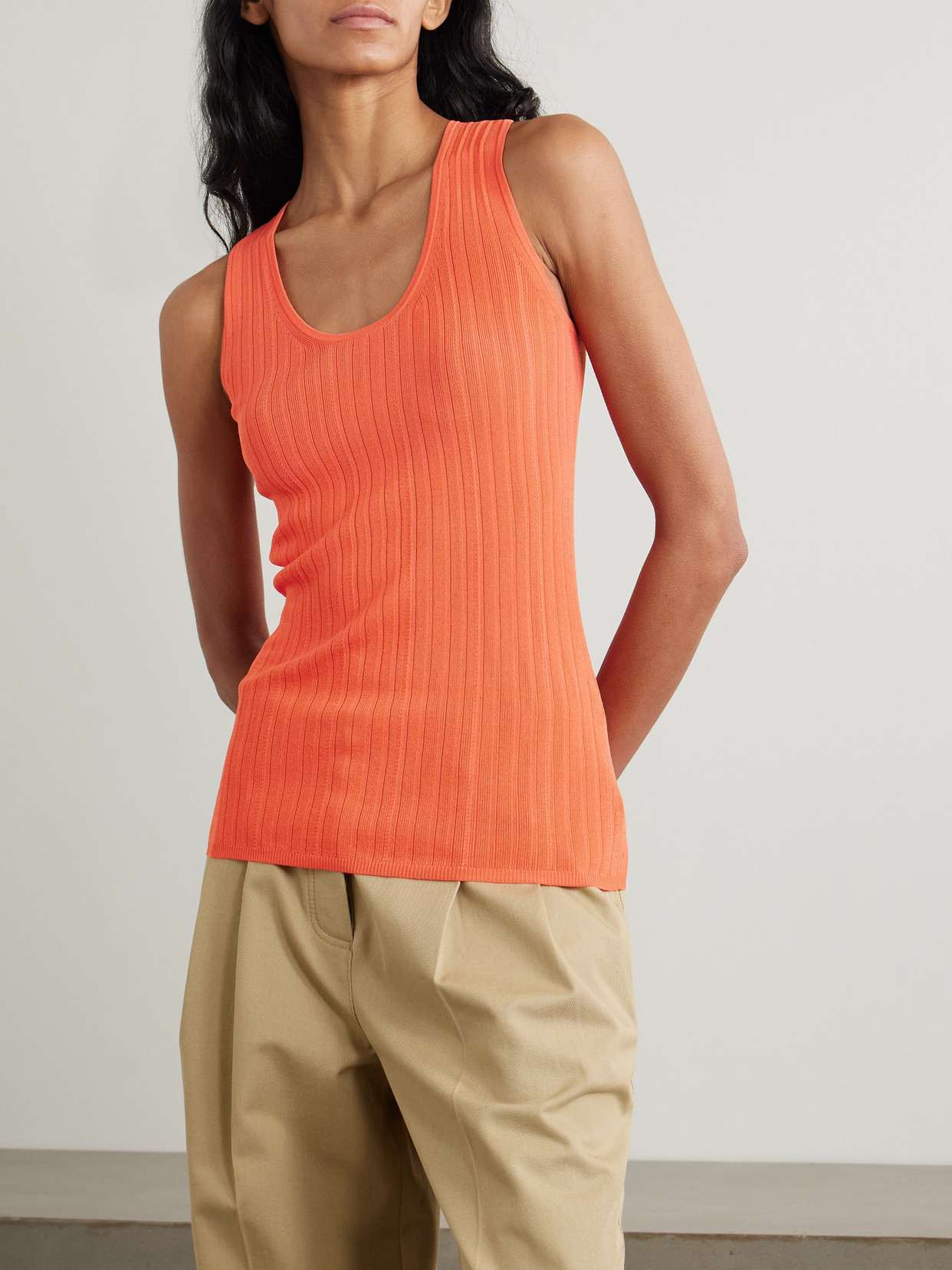 Cutout Ribbed-Knit Tank