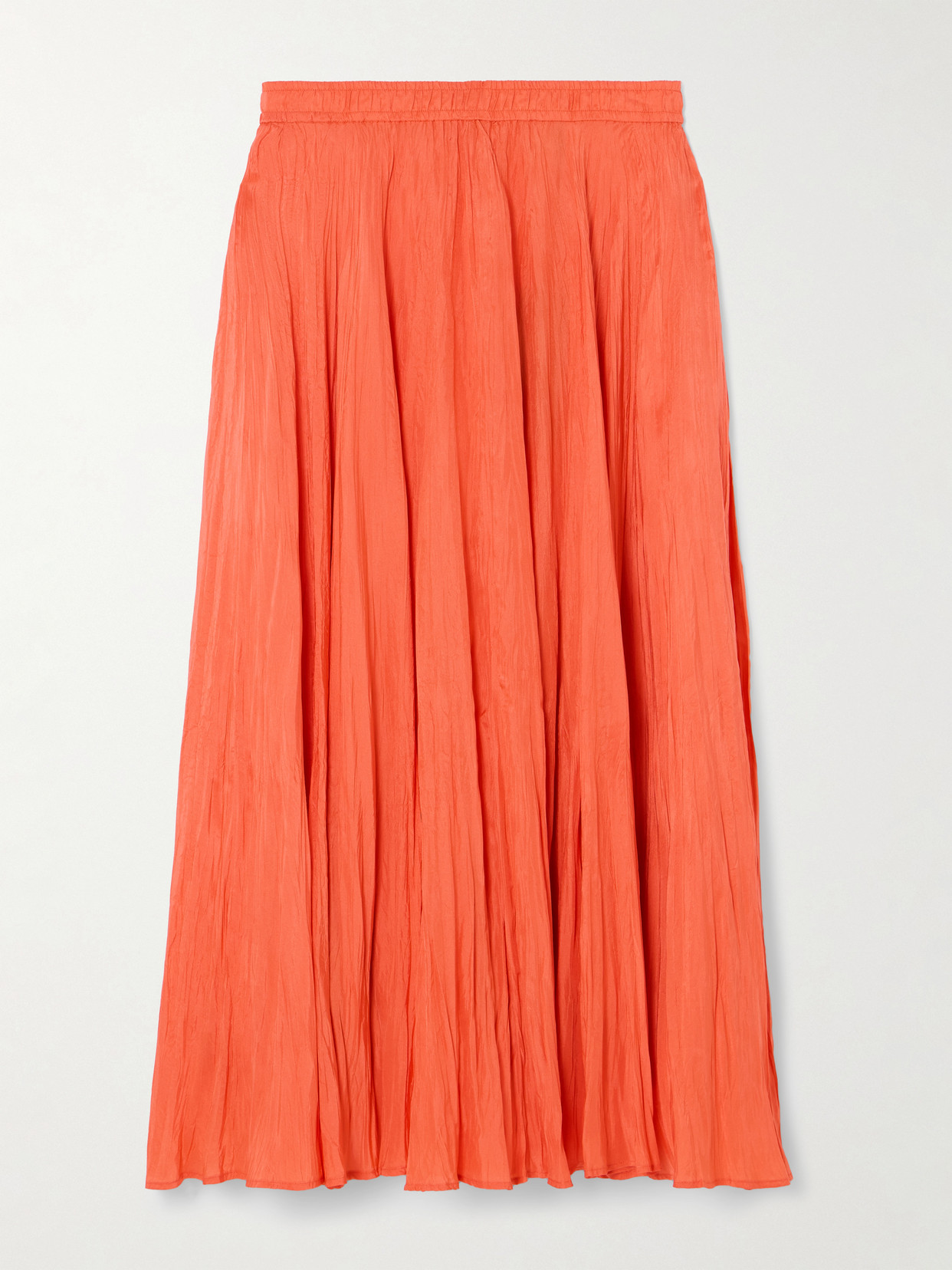 Joseph - Sully Pleated Silk-habotai Midi Skirt - Orange