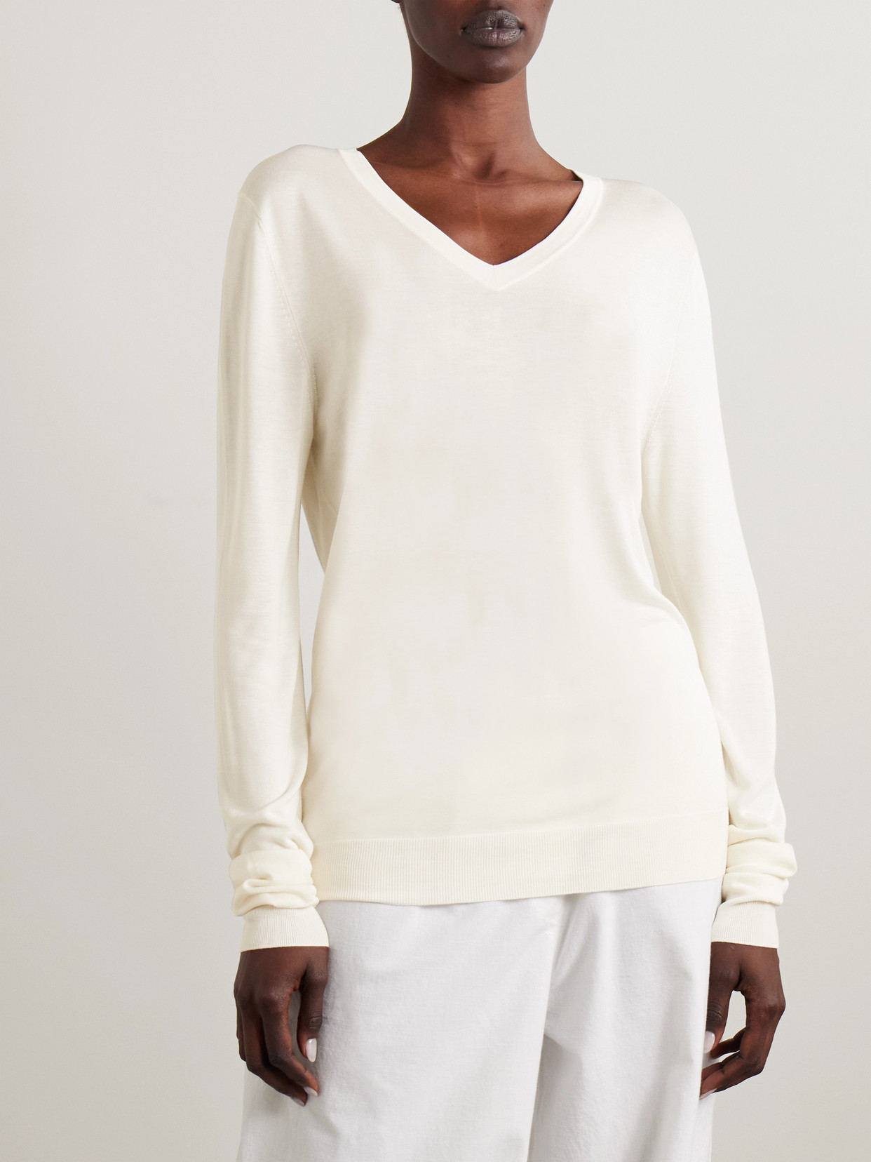 The Row Katarina Jersey Sweater In White