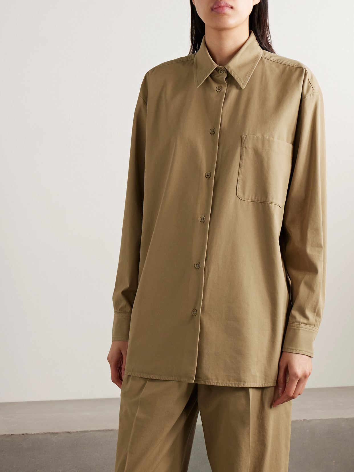 Tansy Oversized Cotton And Cashmere-Blend Twill Shirt
