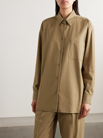 The Row Tansy oversized cotton and cashmere-blend twill shirt
