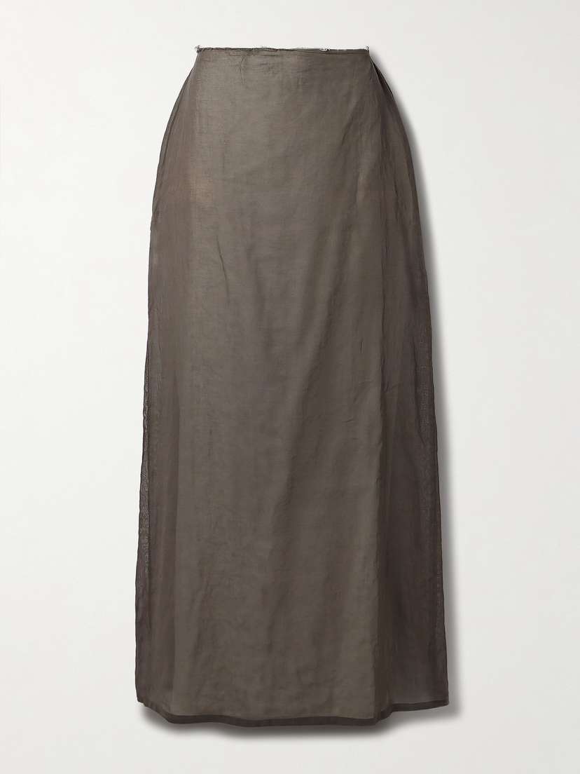 The Row Zaira Layered Frayed Cotton-voile Midi Skirt