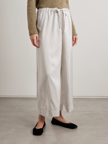 The Row Yayah cropped striped silk wide-leg pants