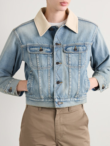 The Row Joras twill-trimmed denim jacket