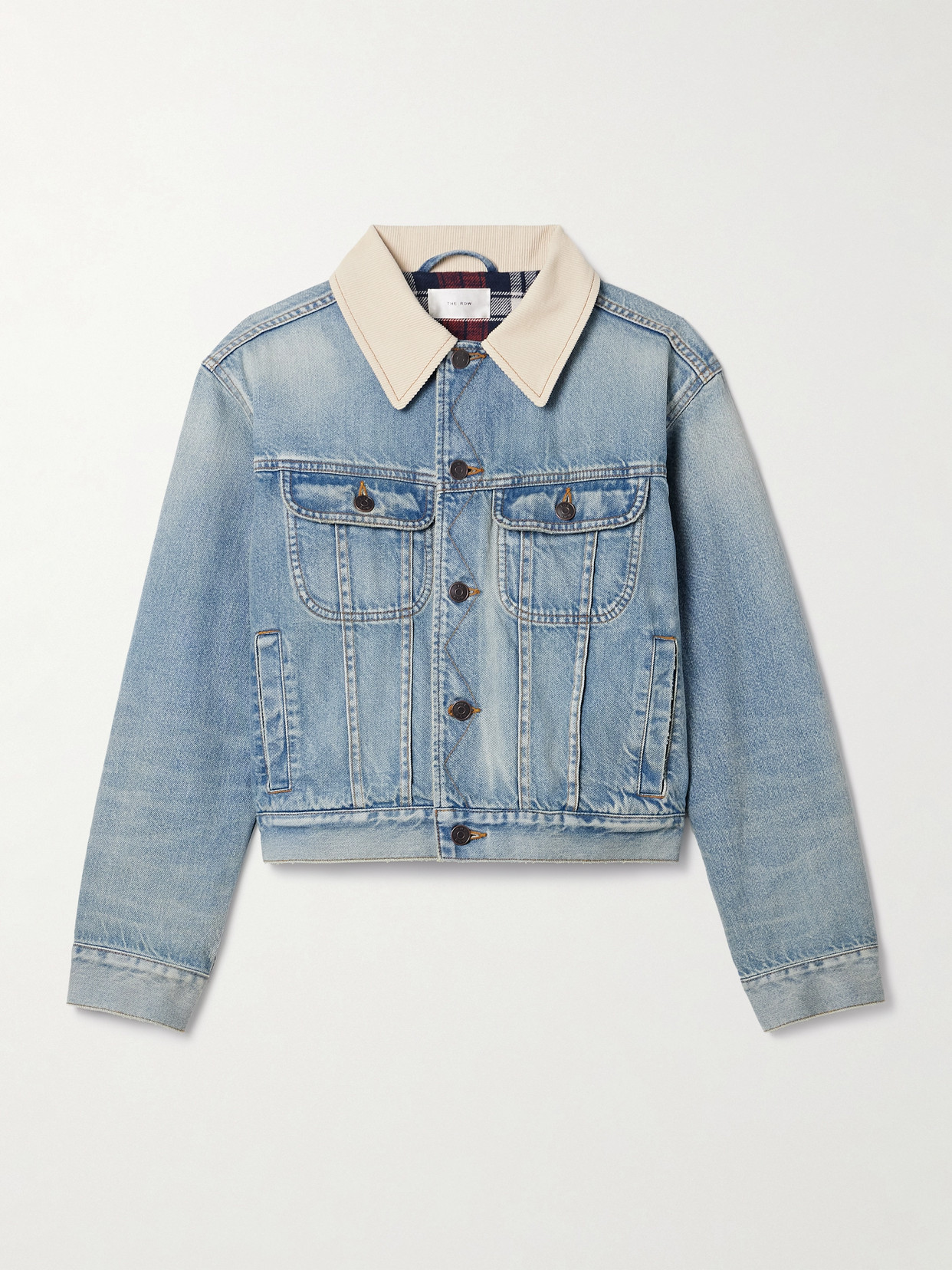 The Row Collared Jacket With Chest Pockets And Long Sleeves In Blue