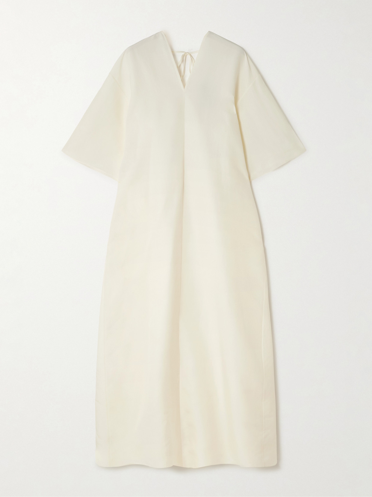 The Row Mia Open-back Silk-shantung Midi Dress In White
