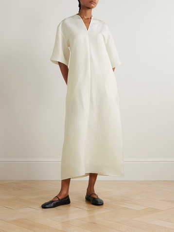 The Row Mia open-back silk-shantung midi dress