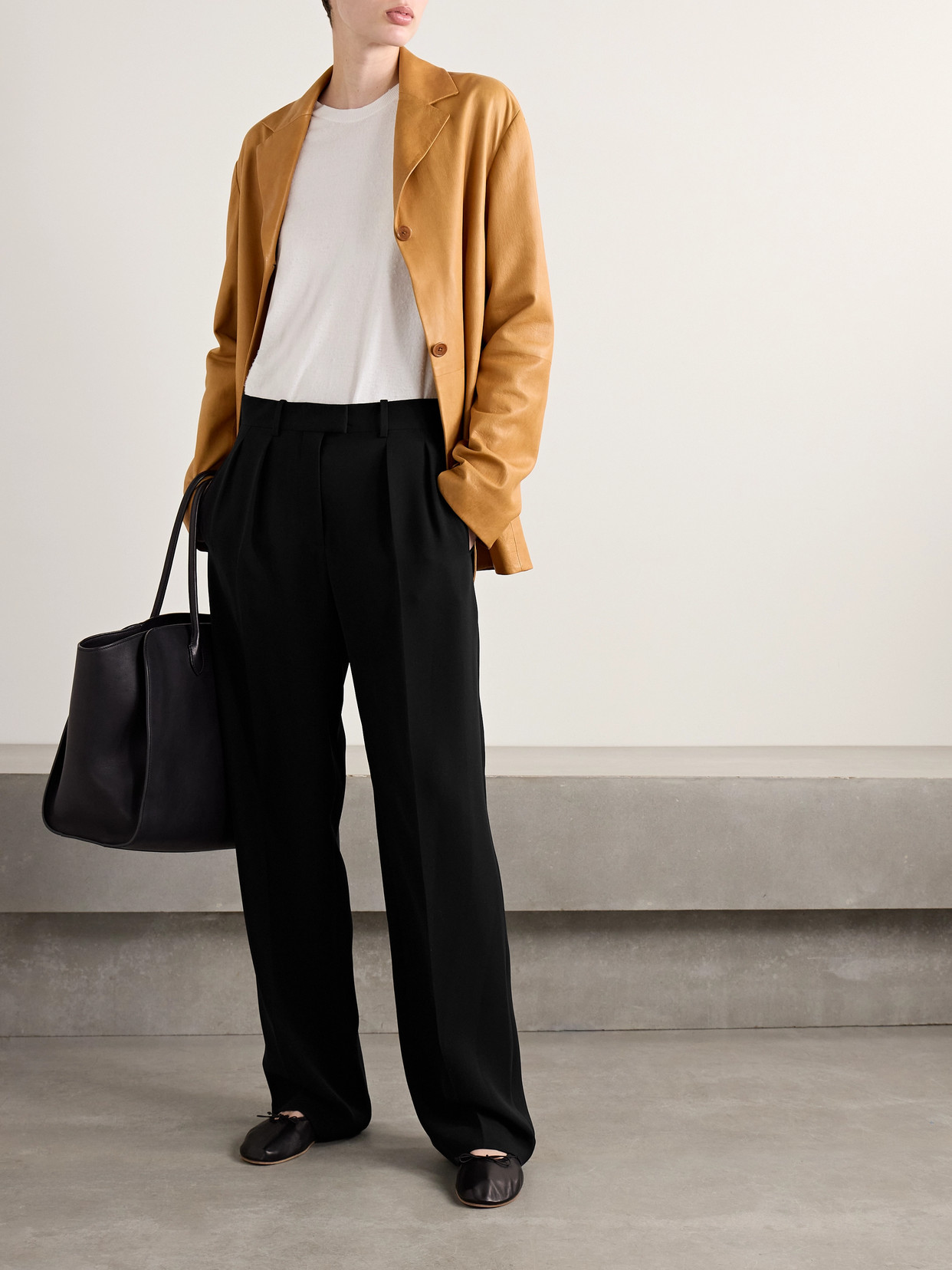 The Row Alfidis Pleated Cotton-crepe Wide-leg Pants