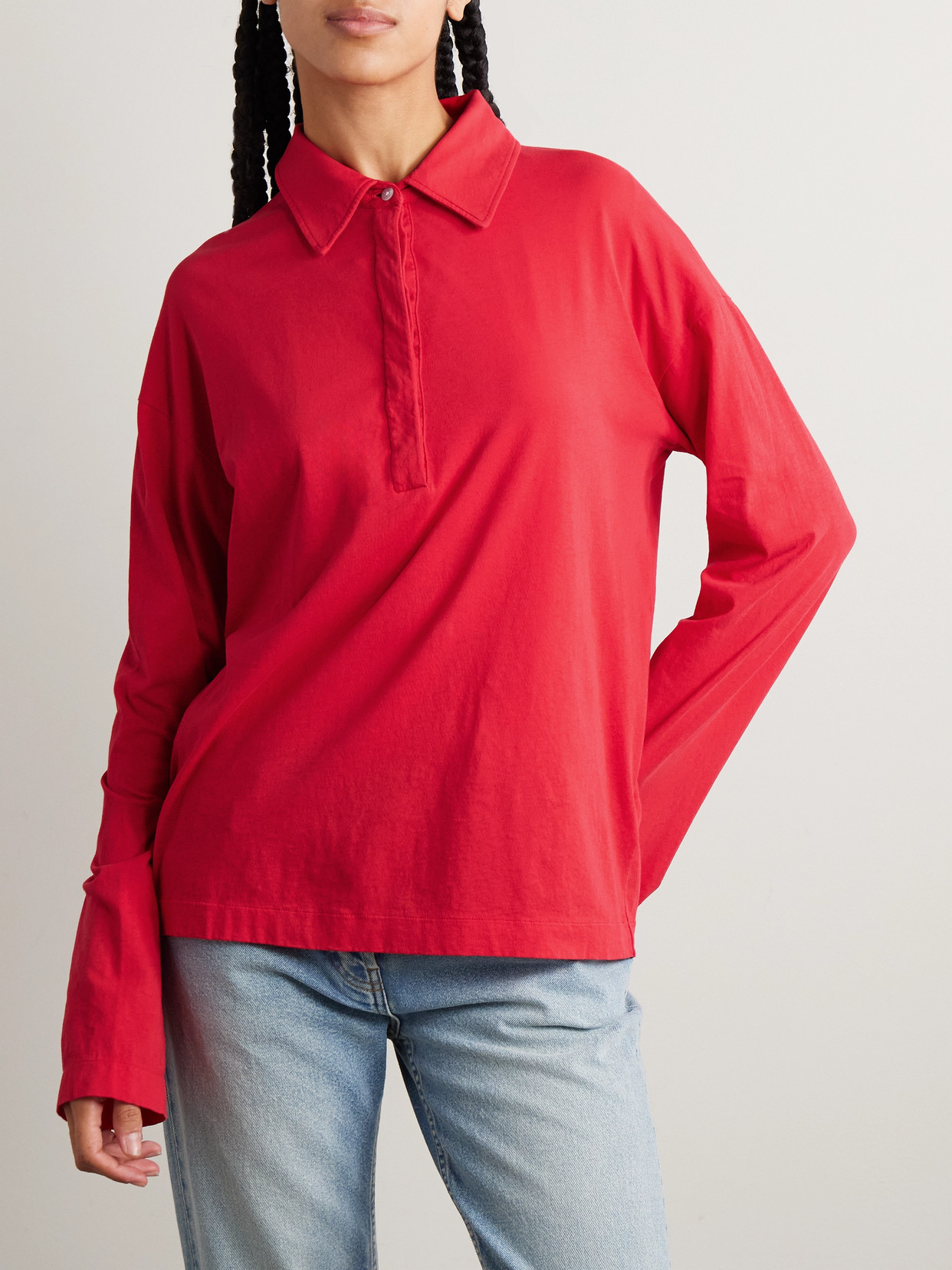 The Row Roddie Brushed Cotton-jersey Polo Shirt