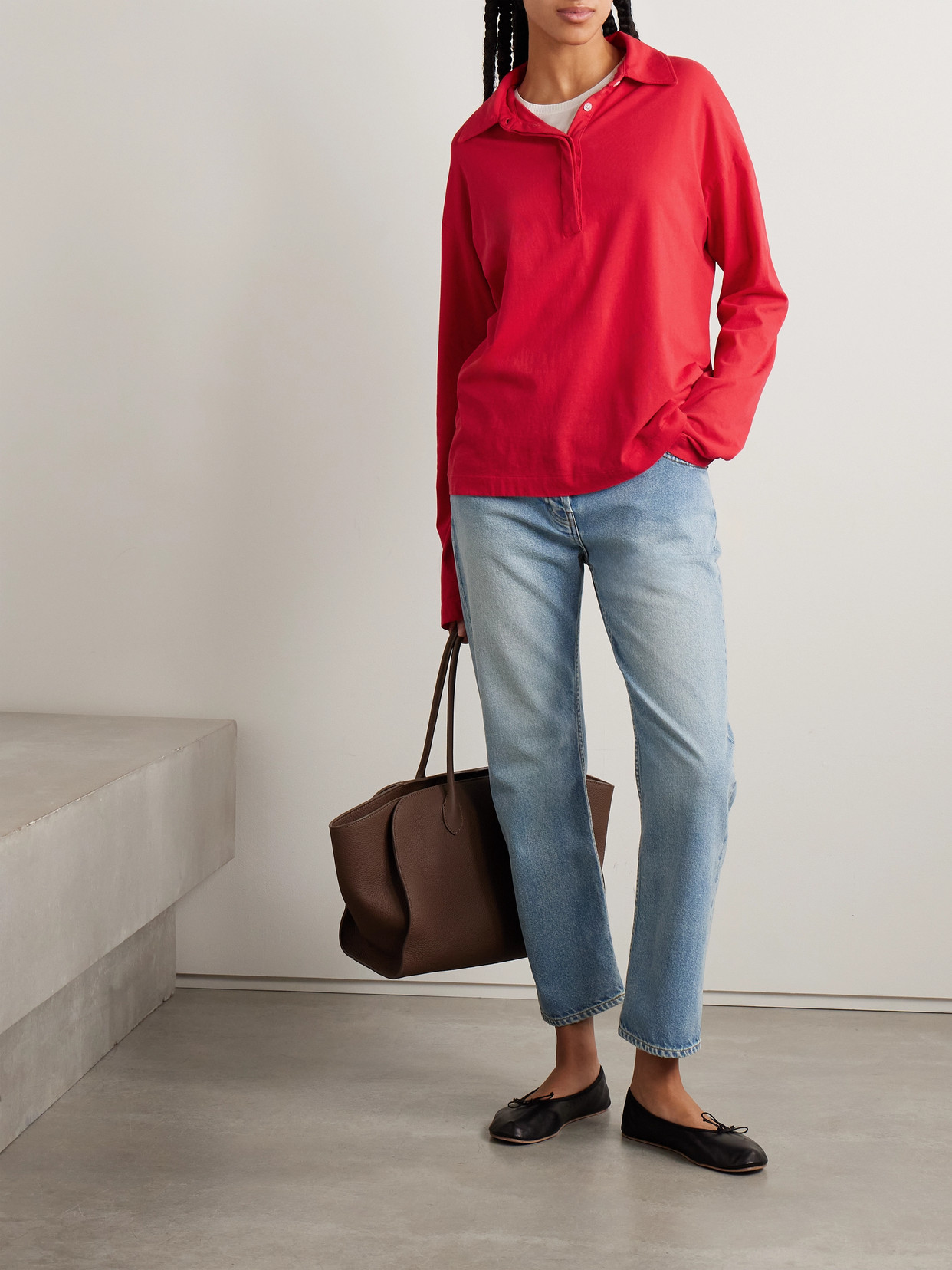 The Row Roddie Brushed Cotton-jersey Polo Shirt