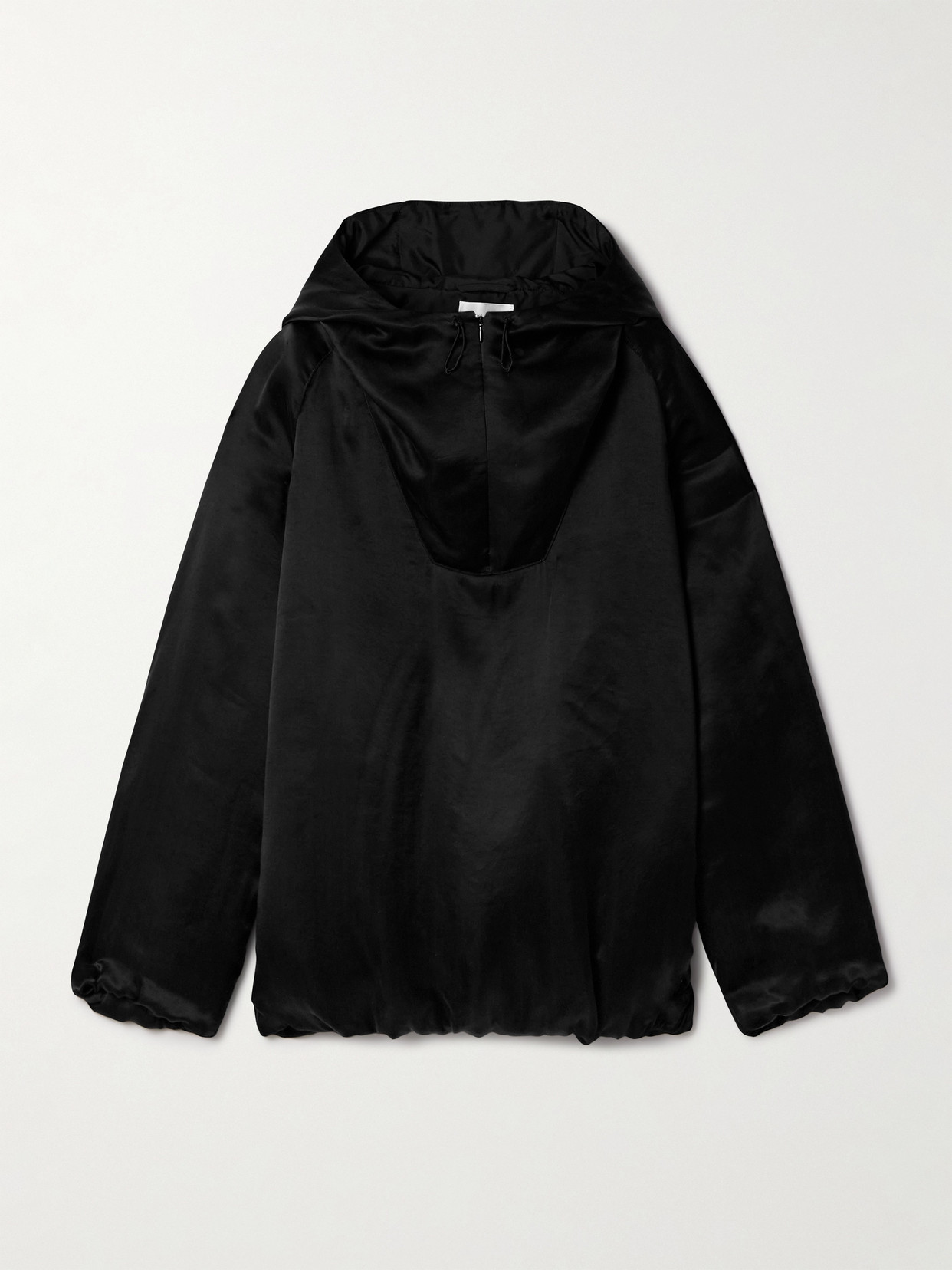 The Row Althena Padded Hooded Quarter-zip Track Jacket In Black