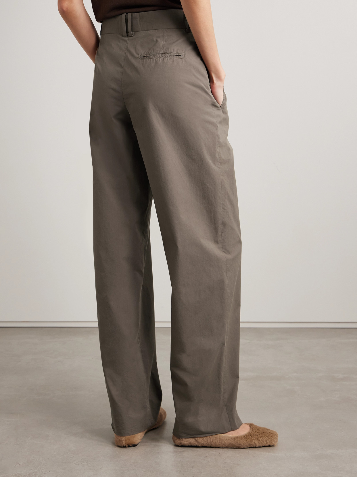 The Row Alfidis Pleated Cotton-twill Wide-leg Pants