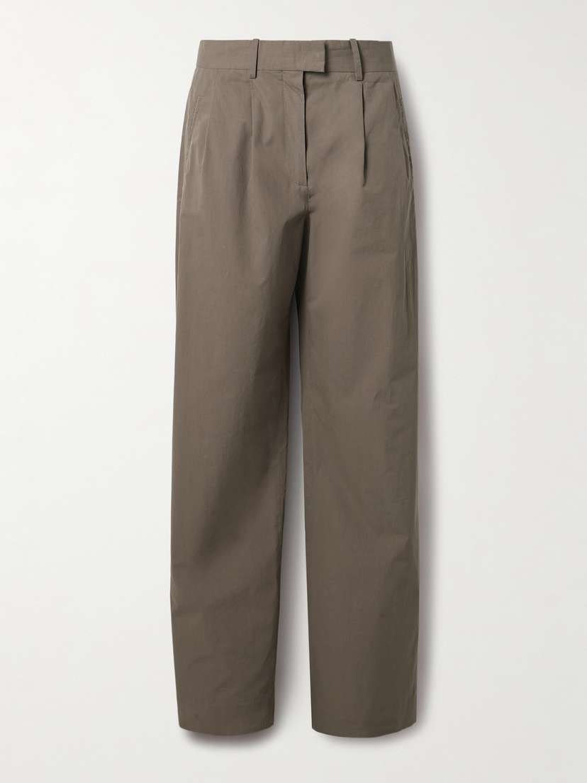 The Row Alfidis Pleated Cotton-twill Wide-leg Pants