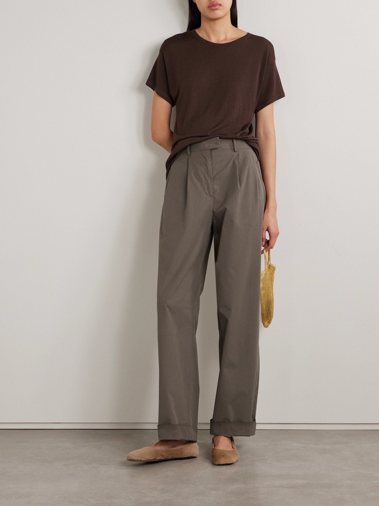 The Row Alfidis Pleated Cotton-twill Wide-leg Pants