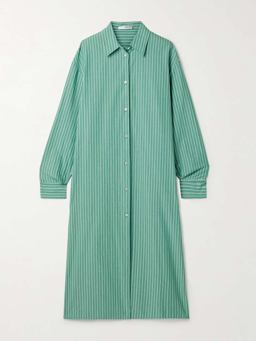 The Row Chihiro Striped Cotton-poplin Midi Shirt Dress